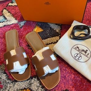 Hermes Oran Sandals with original box, ribbon and dust bags